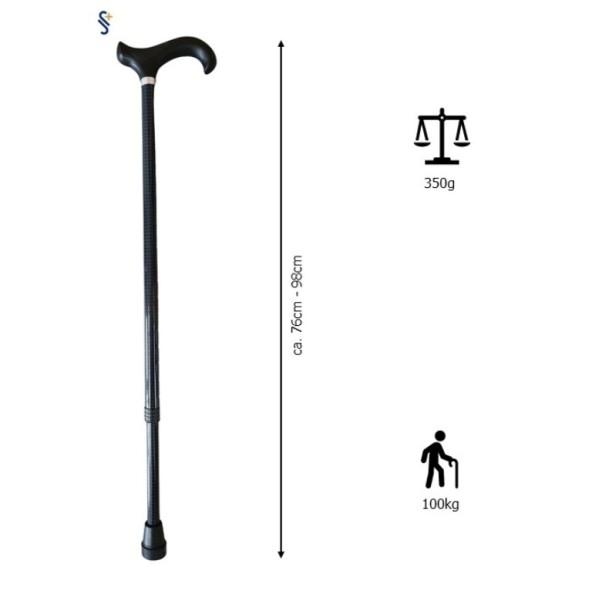 Stock Fachmann Gehstock Derbygriff höhenverstellbar Black & Grey Schlussverkauf