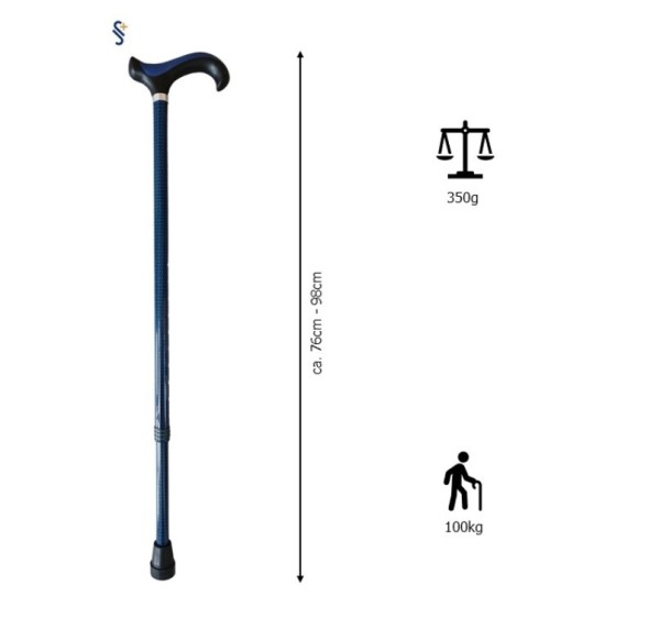 Stock Fachmann Gehstock Derbygriff höhenverstellbar Black & Blue Online