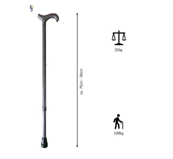 Stock Fachmann Gehstock Derbygriff höhenverstellbar Carbonoptik Auslauf