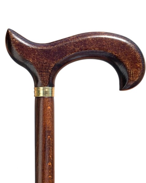 Stock Fachmann Gehstock Derbygriff dunkelbraun mit Chromring
