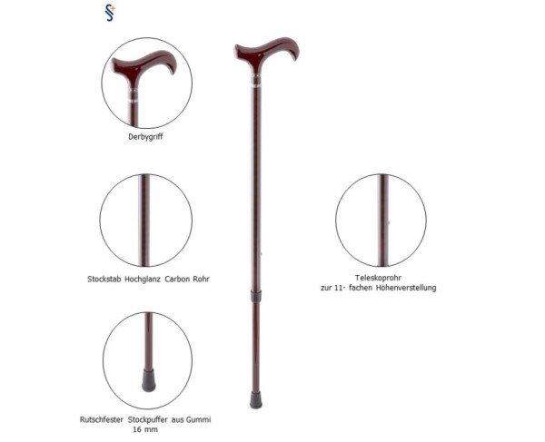 Stock Fachmann Gehstock Derbygriff Carbon Raute VIP-Rabatte