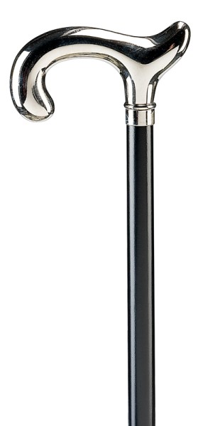 Stock Fachmann Glanzverchromter Kolonial Derbygriff auf schwarzen Stock