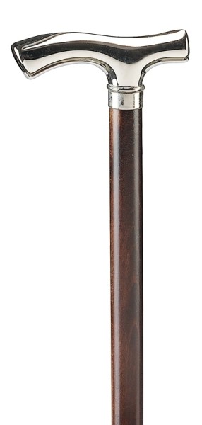 Stock Fachmann Glanzverchromter Fritzgriff auf braunen Stock