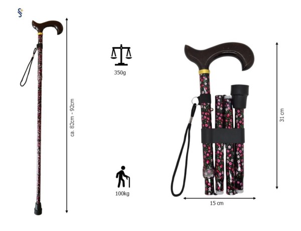 Stock Fachmann Faltstock Derbygriff Buche Floral Schlussverkauf